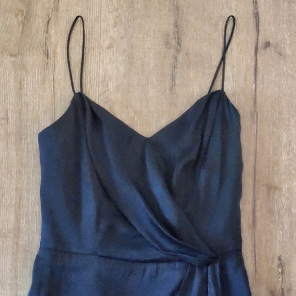 Banana Republic black satin drape front black tie formal dress sz 0 wedding - Picture 3 of 9